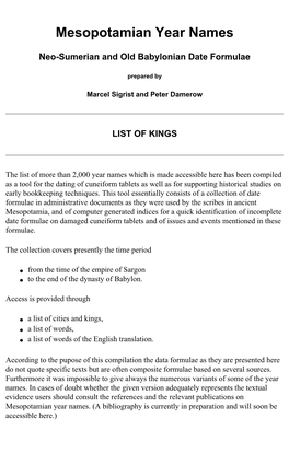 Mesopotamian Year Names