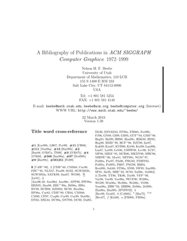 A Bibliography of Publications in ACM SIGGRAPH Computer Graphics: 1972–1999