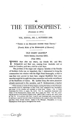 TEE THEOSOPHIST. (Founded in 1879.)