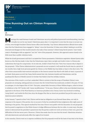 Time Running out on Clinton Proposals | the Washington Institute
