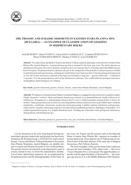 The Triassic and Jurassic Sediments in Eastern Stara Planina Mts