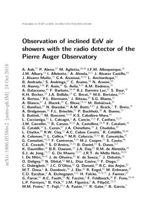 Observation of Inclined Eev Air Showers with the Radio Detector of the Pierre Auger Observatory