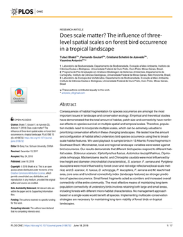 The Influence of Three-Level Spatial Scales on Forest Bird Occurrence in a Tropical Landscape