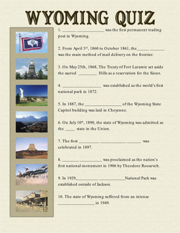 Wyoming Quiz and Answer