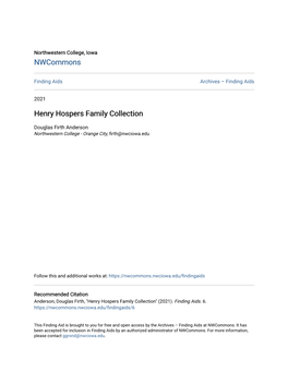 Henry Hospers Family Collection
