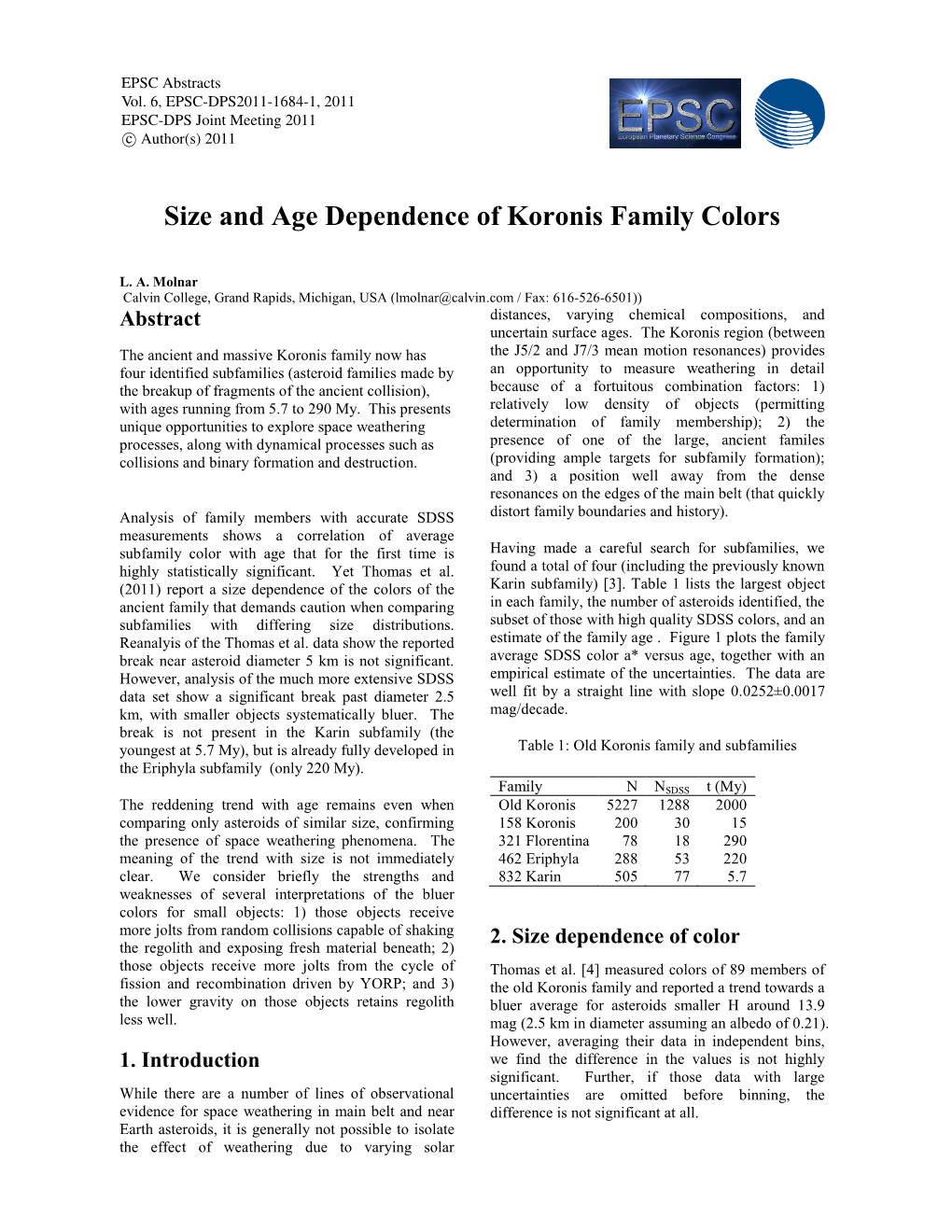 Size and Age Dependence of Koronis Family Colors