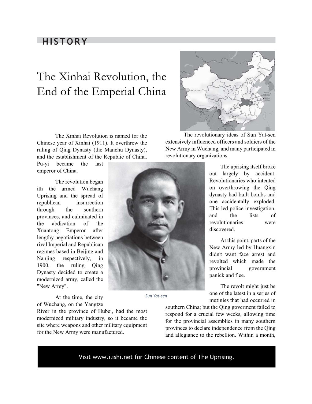 The Xinhai Revolution, the End of the Emperial China