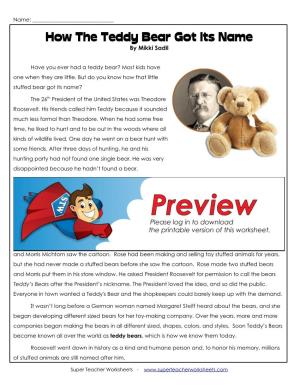 Theodore Roosevelt: How the Teddy Bear Got It's Name