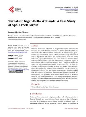 Threats to Niger-Delta Wetlands: a Case Study of Apoi Creek Forest