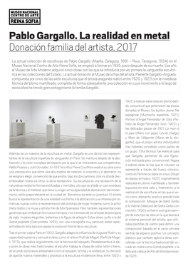 Pablo Gargallo. La Realidad En Metal Donación Familia Del Artista, 2017