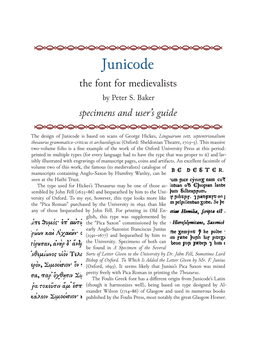 Junicode the Font for Medievalists by Peter S
