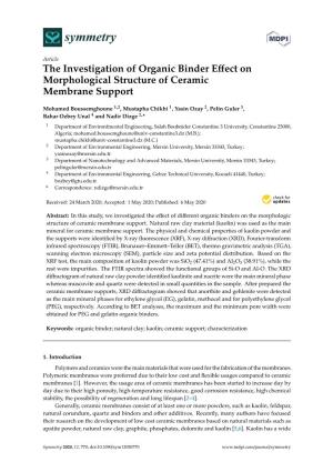 The Investigation of Organic Binder Effect on Morphological Structure Of