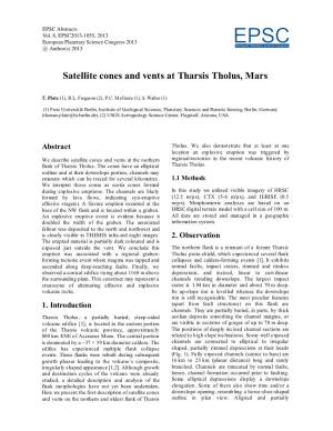 Satellite Cones and Vents at Tharsis Tholus, Mars