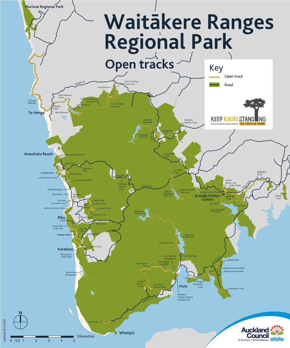 Waitākere Ranges Regional Park Open Tracks Key Open Track
