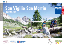 San Vigilio San Martin DOLOMITES SUMMERINFO Summer Info CONTENTS