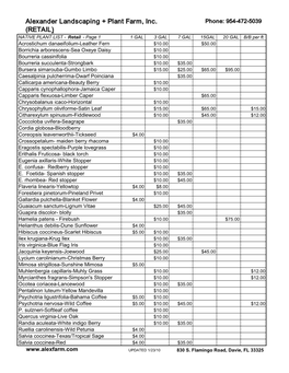 Alexander Landscaping + Plant Farm, Inc. (RETAIL)