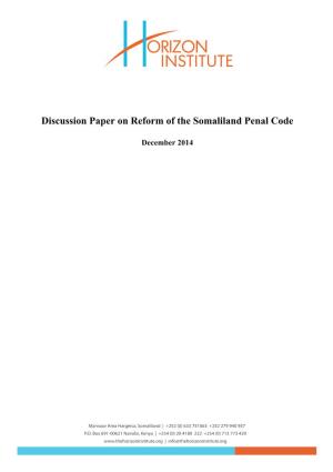 Discussion Paper on Reform of the Somaliland Penal Code