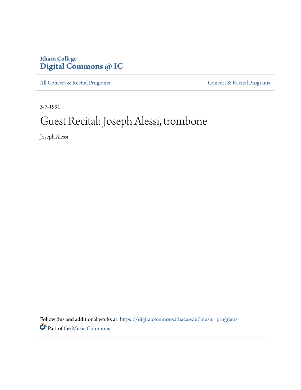 Guest Recital: Joseph Alessi, Trombone Joseph Alessi