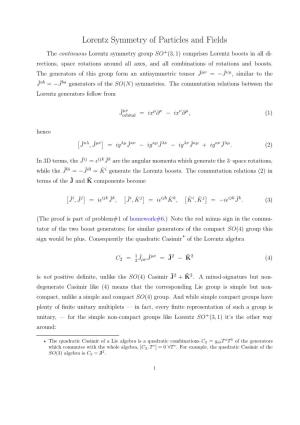 Lorentz Symmetry of Particles and Fields