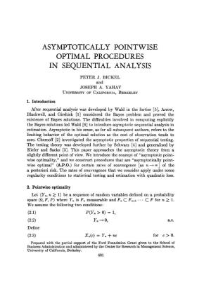 Asymptotically Pointwise Optimal Procedures in Sequential Analysis Peter J