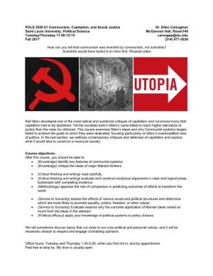 POLS 3520: Communism, Capitalism, and Social Justice, Fall 2017 Syllabus