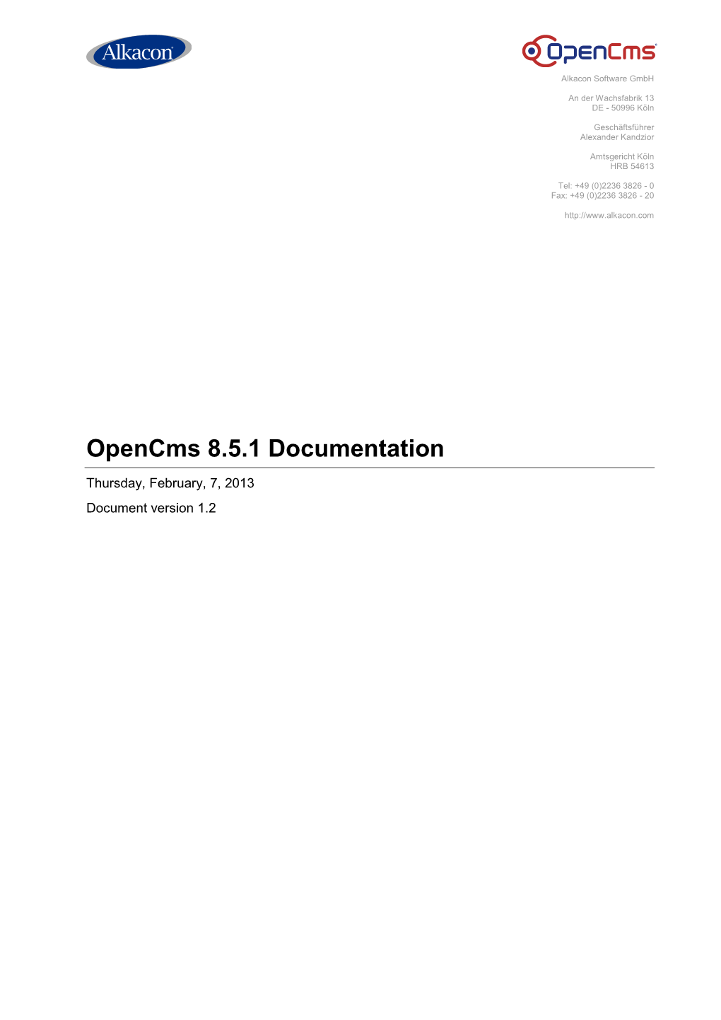 Opencms 8.5.1 Documentation