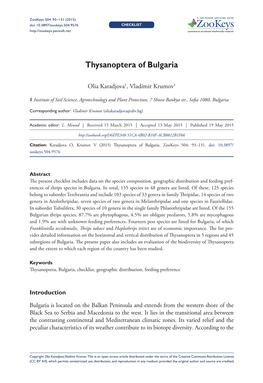 Thysanoptera of Bulgaria