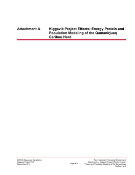 Attachment a Kiggavik Project Effects: Energy-Protein and Population Modeling of the Qamanirjuaq Caribou Herd