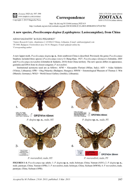 A New Species, Poecilocampa Deqina (Lepidoptera: Lasiocampidae), from China