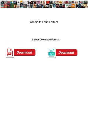 Arabic in Latin Letters