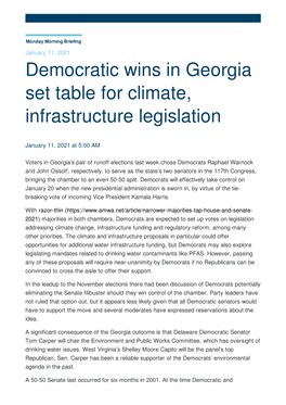Democratic Wins in Georgia Set Table for Climate, Infrastructure Legislation