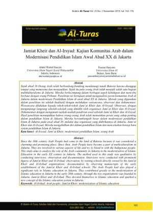 Jamiat Kheir Dan Al-Irsyad: Kajian Komunitas Arab Dalam Modernisasi Pendidikan Islam Awal Abad XX Di Jakarta