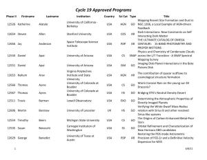 Cycle 19 Approved Programs