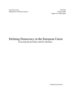 Defining Democracy in the European Union