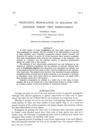 Vegetative Propagation in Relation to Japanese Forest Tree Improvement