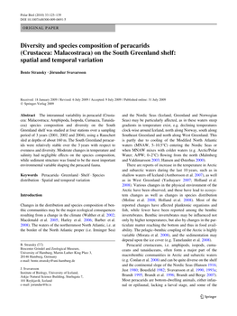 Diversity and Species Composition of Peracarids (Crustacea: Malacostraca) on the South Greenland Shelf: Spatial and Temporal Variation