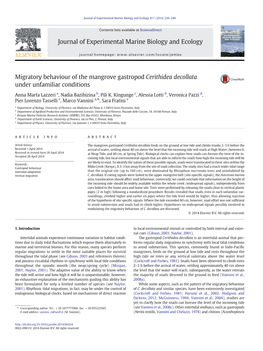 Migratory Behaviour of the Mangrove Gastropod Cerithidea Decollata Under Unfamiliar Conditions