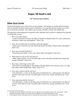Super 3D Noah's Ark 20Th Anniversary Edition Bible Quiz - 1