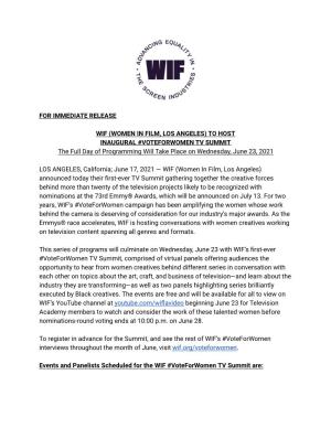 WIF to Host Inaugural #Voteforwomen TV Summit