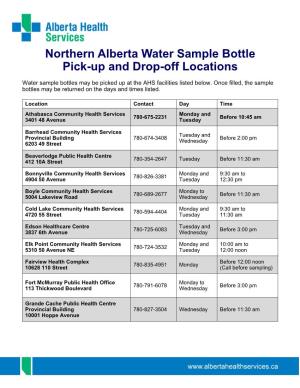 Northern Alberta Water Sample Bottle Pick-Up and Drop-Off Locations.Pub