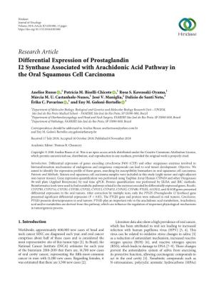 Differential Expression of Prostaglandin I2 Synthase Associated with Arachidonic Acid Pathway in the Oral Squamous Cell Carcinoma