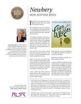 Kate Dicamillo's Newbery Medal Acceptance Speech