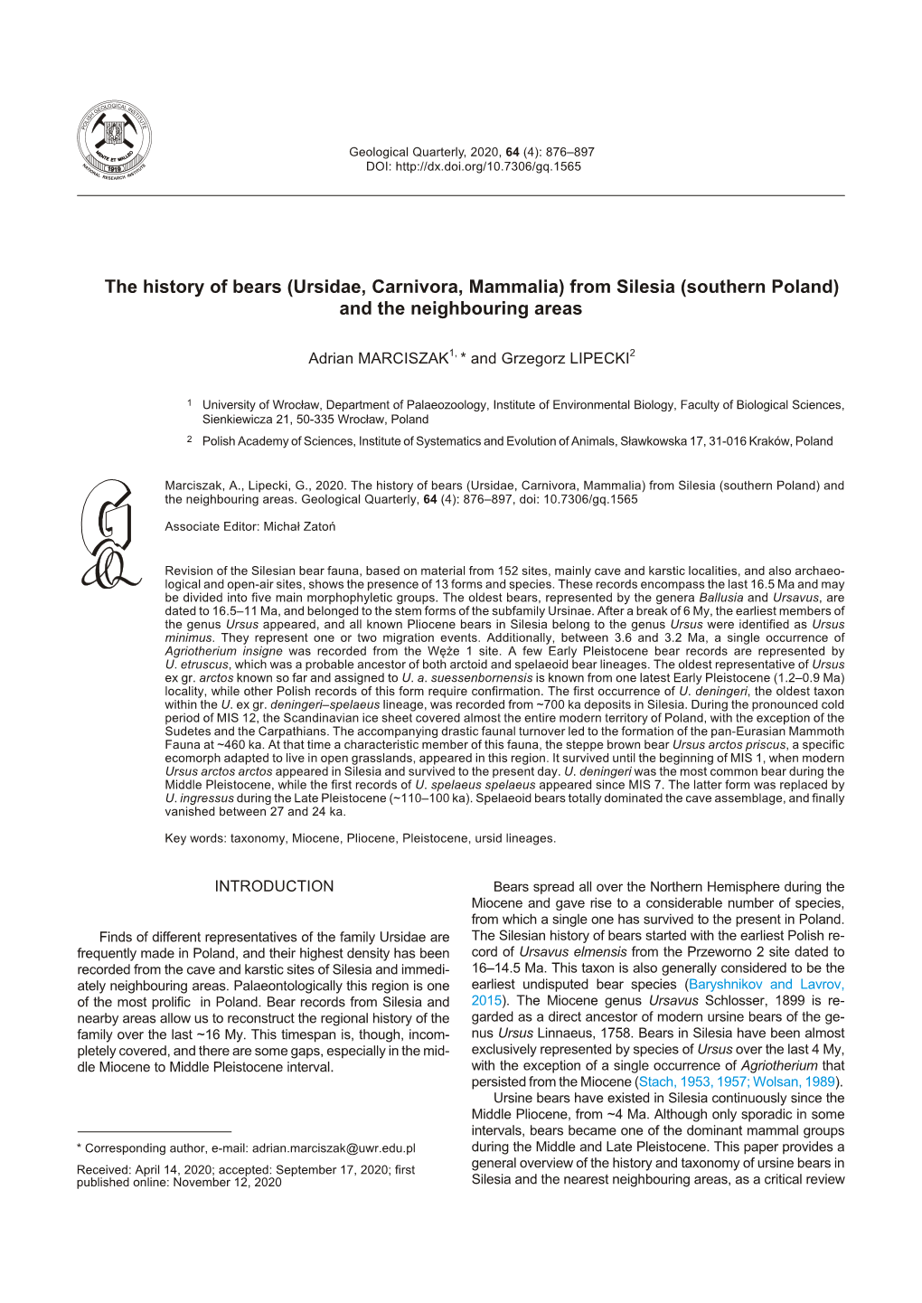 Geol. Quart. 64 (4) Internet