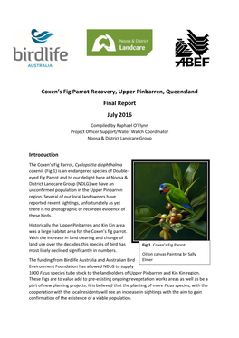 Coxen's Fig Parrot Recovery, Upper Pinbarren, Queensland Final