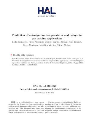 Prediction of Auto-Ignition Temperatures and Delays for Gas Turbine Applications