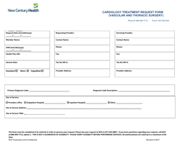 Cardiology Treatment Request Form (Vascular and Thoracic Surgery)