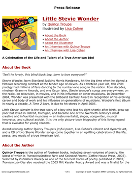 Press Release for Little Stevie Wonder Published by Houghton Mifflin