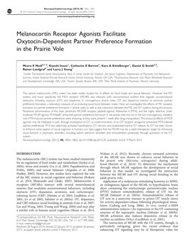 Melanocortin Receptor Agonists Facilitate Oxytocin-Dependent Partner Preference Formation in the Prairie Vole