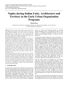 Naples During Italian Unity. Architecture and Territory in the Early Urban Organization Programs