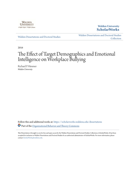 The Effect of Target Demographics and Emotional Intelligence on Workplace Bullying